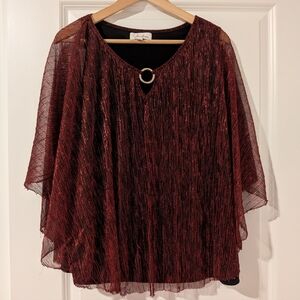 Anneliese Women's Red Sparkly Cape Top Size XL